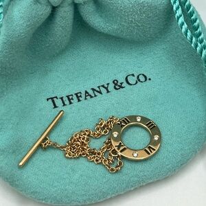 Tiffany & Co. 18K Atlas Diamond Charm Chain Toggle Bracelet